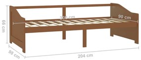 Καναπές Κρεβάτι 3 Θέσεων Καφέ Μελί 90x200 εκ. Μασίφ Ξύλο Πεύκου - Καφέ