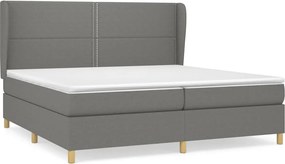vidaXL Κρεβάτι Boxspring με Στρώμα Σκούρο Γκρι 200x200 εκ. Υφασμάτινο