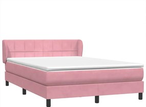 vidaXL Box Spring κρεβάτι με στρώμα ροζ 160x220 cm Βελούδινο