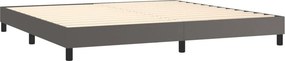 vidaXL Κρεβάτι Boxspring με Στρώμα &amp; LED Γκρι 200x200 εκ. Συνθ. Δέρμα