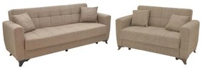 Σετ σαλονιού Modesto 2τεμ ύφασμα σε ανοιχτή καφέ απόχρωση 215x85x80 εκ.