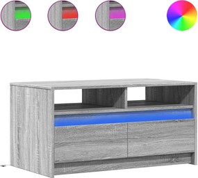 vidaXL Τραπεζάκι Σαλονιού με Φώτα LED Γκρι Sonoma Επεξ. Ξύλο