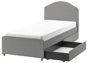 HAUGA κρεβάτι με επένδυση/2 αποθηκευτικά κουτιά, 90x200 cm 593.365.95