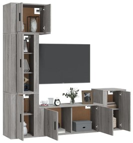 vidaXL Σετ Επίπλων Τηλεόρασης 5 Τεμ. Γκρι Sonoma Επεξεργασμένο Ξύλο