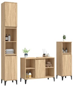 vidaXL Σετ Επίπλων Μπάνιου 3 Τεμαχίων Sonoma Δρυς Επεξεργασμένο Ξύλο