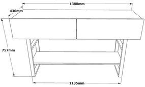 Κονσόλα Vien pakoworld oak-μαύρο 139x43x75,5εκ