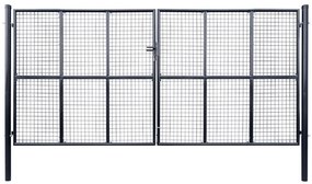 vidaXL Πόρτα Κήπου με Πλέγμα Γκρι 400x200 εκ. από Γαλβανισμένο Ατσάλι