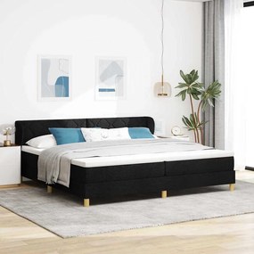 κρεβάτι Box Spring με στρώμα - Μαύρο, 200x200 εκ, Υφασμάτινο