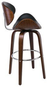 Σκαμπώ GOMEZ Bar Καρυδί/PU Μαύρο 54x57x76/107cm