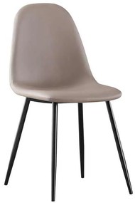Celina Καρέκλα Μέταλλο Βαφή Μαύρο / Pvc Cappuccino . Διάσταση: 45x54x85cm (Σετ 4 ΤΕΜ)