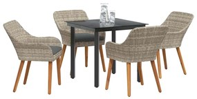 vidaXL Σέτ φαγητού για κήπο 5 pcs Ανοιχτό γκρι συνθετικό ρατάν