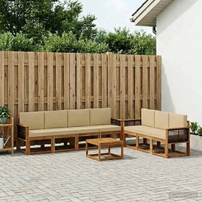 vidaXL Σειρά Καναπέ Εξωτερικού με μαξιλάρι 7 pcs Φυσικό