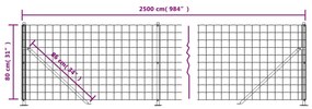 vidaXL Συρματόπλεγμα Περίφραξης Πράσινο 0,8 x 25 μ. με Βάσεις Φλάντζα