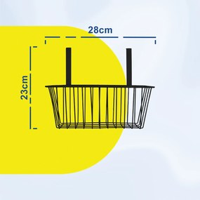 Κρεμαστό Μεταλλικό Καλάθι Ντουλαπιού 28x10x23cm Άσπρο ή Μαύρο - Μαύρο