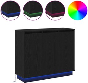 vidaXL Πλευρικό Τραπέζι LED Μαύρη Οξυά 90 x 32 x 75 εκ.