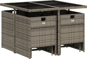 vidaXL Σετ Τραπεζαρίας Κήπου 9 τεμ. Γκρι Συνθ. Ρατάν με Μαξιλάρια