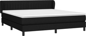 vidaXL Κρεβάτι Boxspring με Στρώμα Μαύρο 180x200 εκ. Υφασμάτινο