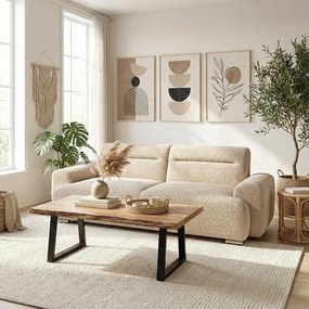 Kαναπές τριθέσιος Harmonious μπουκλέ μπεζ 223x42x114εκ 223.5x92x81 εκ.