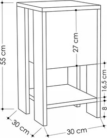Κομοδίνο Ema Megapap χρώμα ανθρακί 30x30x55εκ.