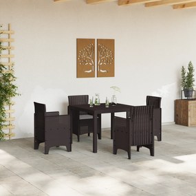vidaXL Σετ Τραπεζαρίας Κήπου 5 Τεμαχίων με Μαξιλάρια Καφέ Πολυ Ράτταν