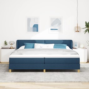 vidaXL Κρεβάτι Box Spring με Στρώμα Μπλε 200x200 εκ Υφασμα