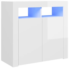 vidaXL Ντουλάπι με LED Γυαλιστερό Λευκό 80 x 35 x 75 εκ.