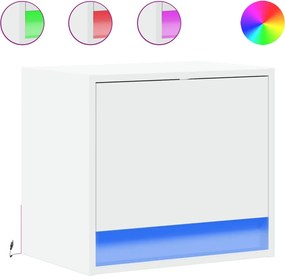 vidaXL Κομοδίνο Επιτοίχιο με Φώτα LED Λευκό