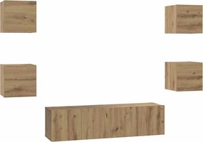 vidaXL Σετ επίπλου τηλεόρασης 6 pcs Artisan Oak Επεξεργασμένο ξύλο