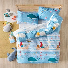 Σεντόνια Παιδικά Balena (Σετ 3τμχ) Blue Kentia Μονό 160x270cm 100% Βαμβάκι