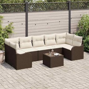 vidaXL Σετ Καναπέ Κήπου 8 pcs Καφέ 55 x 55 x 37 εκ Πολυ ράταν