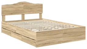 vidaXL Σκελετός Κρεβατιού Δρύς Sonoma 140 x 200 cm Μηχανήματος Ξύλο