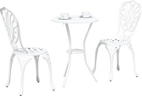 vidaXL Σετ Μπιστρό Κήπου 3 pcs Λευκό Αλουμίνιο