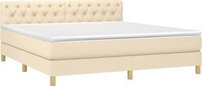 vidaXL Κρεβάτι Boxspring με Στρώμα Κρεμ 160x200 εκ. Υφασμάτινο
