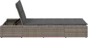 vidaXL Ξαπλώστρα με αιωρούμενο μαξιλάρι Γκρι Poly Rattan