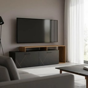 Έπιπλο τηλεόρασης Tobler pakoworld καρυδί- μαύρο μαρμάρου 170x40x53εκ