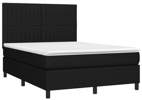 vidaXL Κρεβάτι Boxspring με Στρώμα &amp; LED Μαύρο 140x200 εκ. Υφασμάτινο