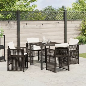 vidaXL Καφετί Σετ Κήπου για Φαγητό 5 pcs Καφέ Ατσάλι