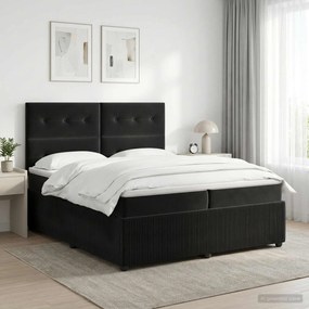 vidaXL Κρεβάτι box spring με στρώμα Μαύρο 200 x 200 cm Βελούδο