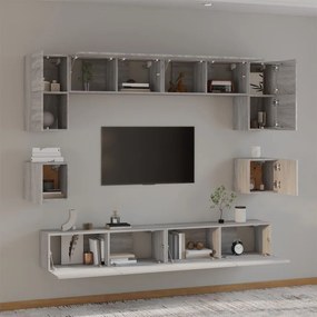 vidaXL Σετ Επίπλων Τηλεόρασης 8 Τεμ. Γκρι Sonoma Επεξεργασμένο Ξύλο