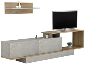 TV FURNITURE SET GARCELLE  MELAMINE IN NATURAL-STONE TEXTURE 180x29,6x45Hcm.