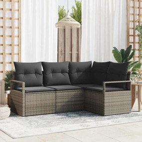 vidaXL Σετ Καναπέ Κήπου 4 pcs Γκρι Πολυ ράταν
