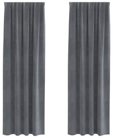 vidaXL Curtains Blackout  με κορδόνι 2 τεμ Σούπερ Ανοιχτό Γκρι Βελούδο