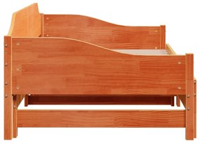 Καναπές Κρεβάτι Συρόμενος Χωρίς Στρώμα 90x190 εκ. Μασίφ Ξύλο - Καφέ