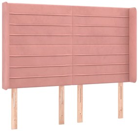 vidaXL Κρεβάτι Boxspring με Στρώμα &amp; LED Ροζ 140x190 εκ. Βελούδινο