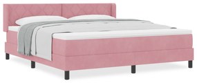 vidaXL Κρεβάτι Box Spring με στρώμα ροζ 180x200 εκ. Βελούδο