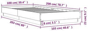 Πλαίσιο Κρεβατιού με λυχνίες LED Γκρι sonoma 100 x 200 εκ. - Γκρι