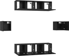 vidaXL Σετ επίπλου τηλεόρασης 6 pcs Μαύρη Οξυά Επεξεργασμένο ξύλο