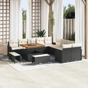 vidaXL Σετ Καναπέ Κήπου 13 pcs Μαύρο συνθετικό ρατάν