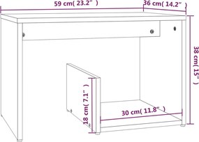 vidaXL Βοηθητικό Τραπέζι Καφέ Δρυς 59x36x38 εκ. Επεξεργασμένο Ξύλο