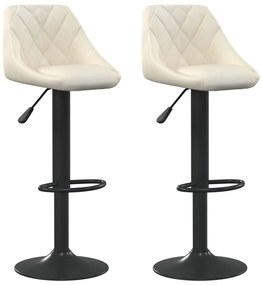 vidaXL Σκαμπό Μπαρ 2 τεμ. Κρεμ Βελούδινα